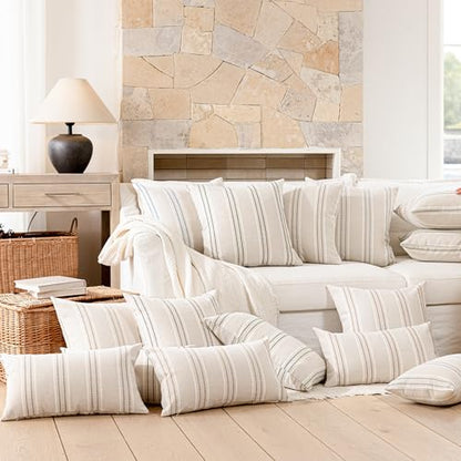 Hckot Terracotta Throw Pillow Covers 12x20 Set of 2 Striped Pillow Covers - color: Camel, size: 20" x 12" (Pack of 2)