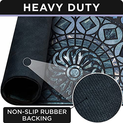 ubdyo Warm & Stylish Front Door Mat - Doormat Entrance - Blue, 23" x 36" - color: XL Blue Round