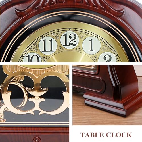 Antique Mantel Clock with Pendulum, Battery Operated(9.64" x 11.02") - color: Dark Brown
