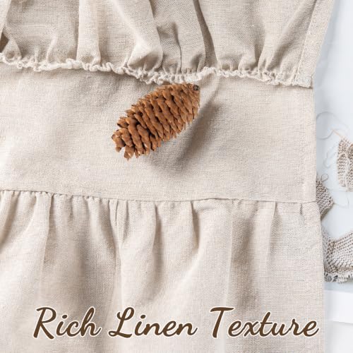 FUANGUI Ruffled Valance Curtain 42" W x 18" L Pleated Kitchen Valance - color: Beige, size: 42"W x 18"L (Pack of 1)