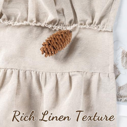 FUANGUI Ruffled Valance Curtain 52" W x 18" L Pleated Kitchen Valance - color: Beige, size: 52"W x 18"L (Pack of 1)