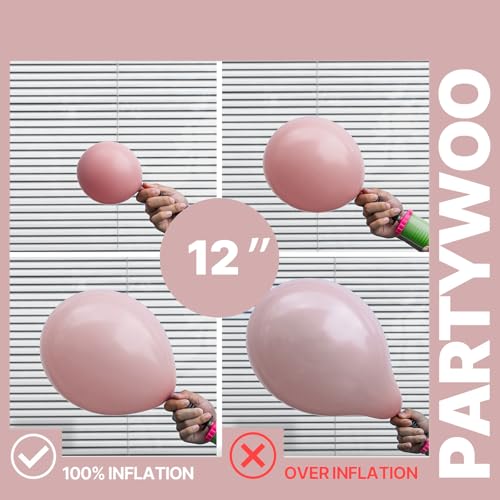 PartyWoo Dusty Pink Balloons 66pcs 12 Inch Blush Pink Gold White Balloons - color: Pink-3320