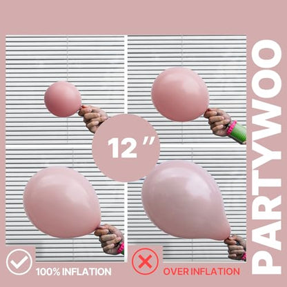 PartyWoo Dusty Pink Balloons 66pcs 12 Inch Blush Pink Gold White Balloons - color: Pink-3320