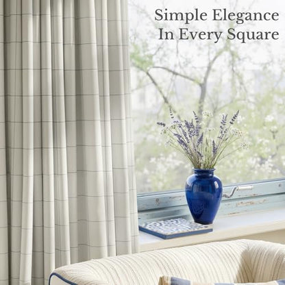 NICETOWN 100% Blackout Grey Plaid Curtains for Bedroom, W52xL84, 2 Panels - color: Grey, size: 52"W x 84"L (Pack of 2)