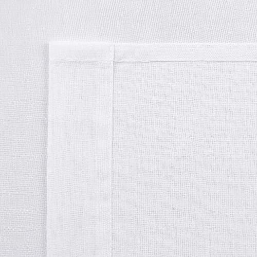 DWCN White Sheer Curtains Linen Look Grommet Long Curtain for Bedroom Voile Sheer Drapes Set of 2 Panels, 52 x 108 Inch Length - color: White, size: 52"W x 108"L (Pack of 2)