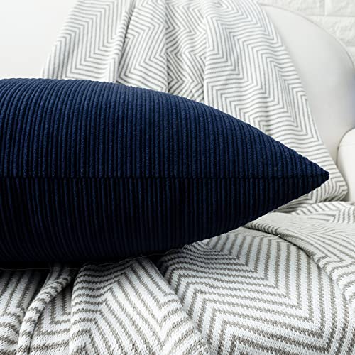 HWY 50 Navy Blue Chenille Throw Pillow Covers 18x18 Inch Buttons Pack of 2 - color: Navy Blue, size: 18" x 18" (Pack of 2)