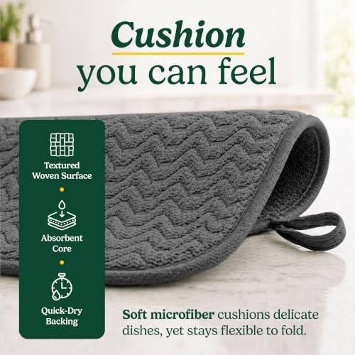 Cuisinart Dish Drying Mat for Kitchen Counter, 2-Pack XL 18"x24" - color: Geostripe Dark Gray