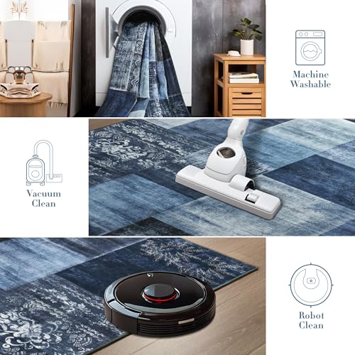 Tepook 8x10 Washable Area Rugs for Living Room Bedroom - color: Blue, size: 8' x 10' (Rectangular)