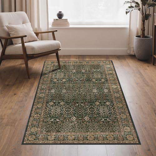 Bavni 3x5 Washable Area Rug for Living Room, Dark Green Brown - color: Dark Green Brown, size: 3' x 5' (Rectangular)
