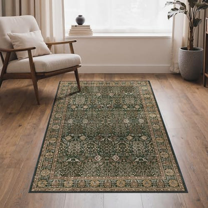 Bavni 3x5 Washable Area Rug for Living Room, Dark Green Brown - color: Dark Green Brown, size: 3' x 5' (Rectangular)