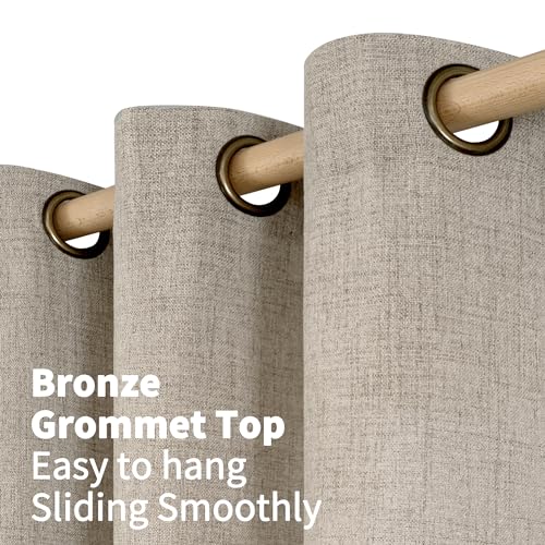 YoungsTex Short Linen Semi Sheer Curtains 45 lnch Length, Oatmeal Drapes - color: Dark Oatmeal, size: 42"W x 45"L (Pack of 2)