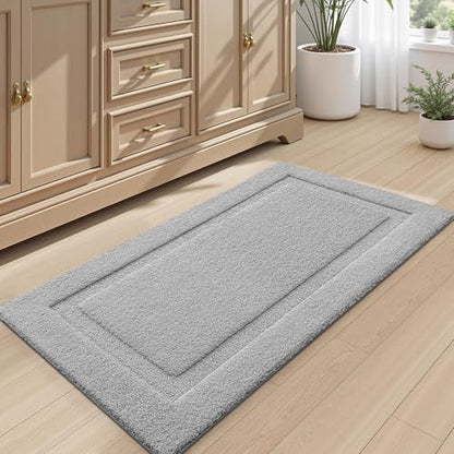 LUMI Large Bathroom Rugs Soft Absorbent, Non Slip Bath Mat 24x43, Grey - color: Grey, size: 24" X 43"