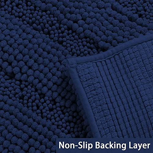 Turquoize Small Bathroom Rug 17x24, Soft Absorbent Chenille Bath Rug, Navy - color: Navy, size: 17" x 24"