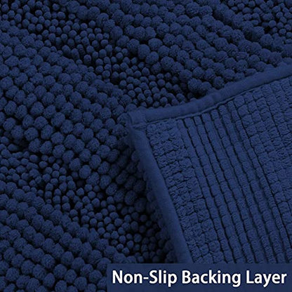 Turquoize Small Bathroom Rug 17x24, Soft Absorbent Chenille Bath Rug, Navy - color: Navy, size: 17" x 24"