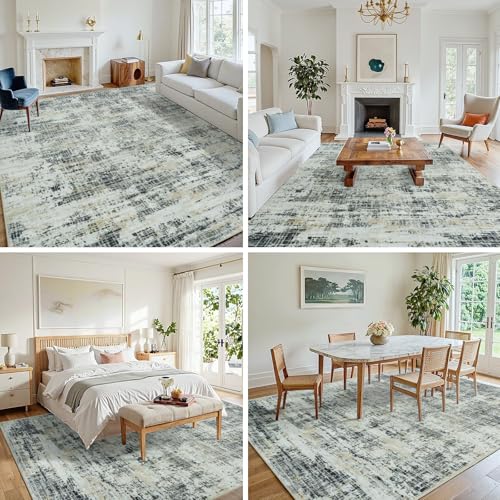 5x7 Washable Area Rug for Living Room Bedroom: Non-Slip Modern Black Gray - color: Black Gray/Gold, size: 5' x 7' (Rectangular)