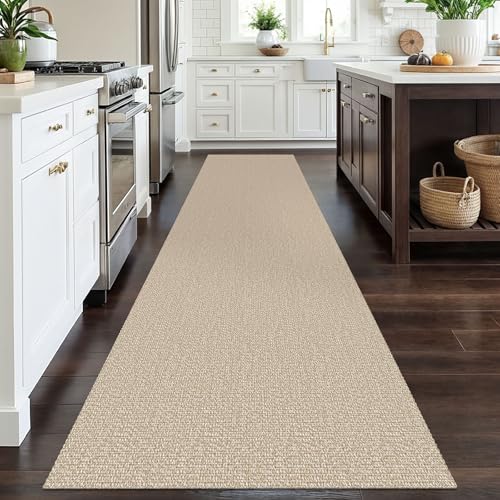 EARTHALL Washable Runner Rug, Non Slip Hallway Runner, 3x12 Ft, Sand/Beige - color: Sand/Beige, size: 3' x 12' (Rectangular)