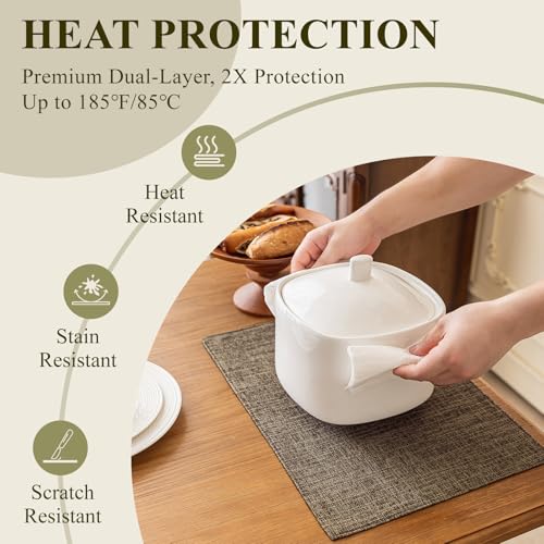 KXN Placemats Set of 4, Durable Dual-Layer Fabric Table Mats, Burlap - color: Burlap