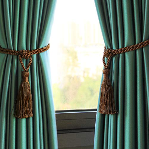 4 Pack Curtain Tiebacks Handmade Tassel Rope Curtain Holdbacks - color: Coffee, size: 4p