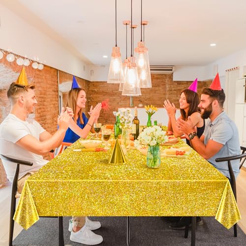 Purple & Gold Holographic Tablecloth 40" x 108" Iridescence Plastic Table Cloth for Valentine's Day, Birthday & Halloween Parties - color: Purple & Gold