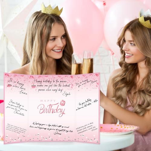 Crenics Pink Happy Birthday Guest Signature Book Alternative 18" x 12" - color: Pink - 2