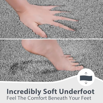 anllugs Bathroom Rugs, 24" x 60" Soft Bath Rugs, Grey & Dark Grey - color: Grey & Dark Grey, size: 24" X 60"