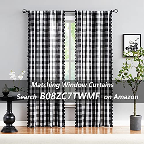 White Black Check Kitchen Curtains 27x36 Buffalo Plaid Tiers Bathroom 15" - color: Black and White, size: 24"W x 36"L (Pack of 2)