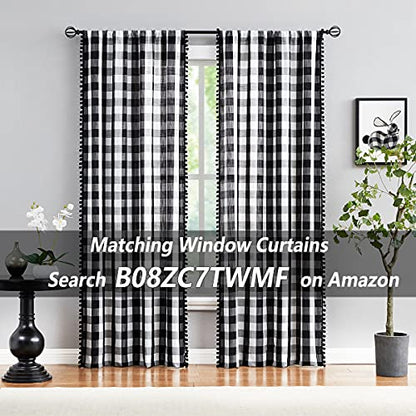 White Black Check Kitchen Curtains 27x36 Buffalo Plaid Tiers Bathroom 15" - color: Black and White, size: 24"W x 36"L (Pack of 2)