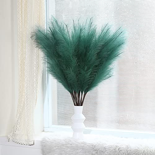Wertuirk 8 Pcs 45 inch Tall Faux Green Pampas Grass Decor - color: Green