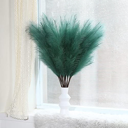 Wertuirk 8 Pcs 45 inch Tall Faux Green Pampas Grass Decor - color: Green