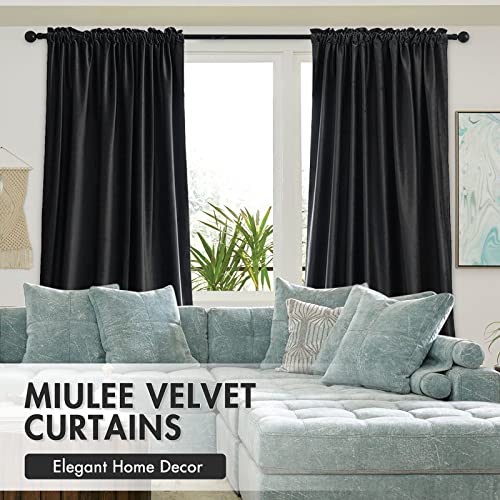MIULEE Black Blackout Velvet Curtains Drapes 63 Inch Long 52"x63" Bedroom - color: Black, size: 52"W x 63"L (Pack of 2)