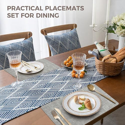 NCUE Vinyl Placemats Set of 4, 17"x12" Wipeable Place Mats with Coasters - color: Light Grey, size: Set of 4