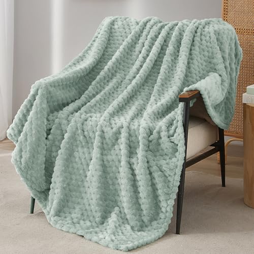 PHF Soft Cozy Fleece Throw Blanket, 340GSM Lightweight Warmth, Sage Green - color: Sage Green, size: Throw(50"x60")