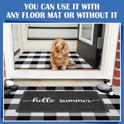 Geelin 2 Pcs Hello Summer Doormat, Black and White Buffalo Plaid Rug Set - style: Hello Summer