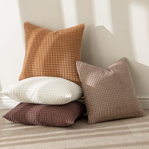 MIULEE Fall Decorative Throw Pillow Covers 20x20 Inch Set of 4 Brown - color: Brown, size: 20" x 20" (Pack of 4)