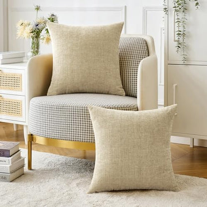 MIULEE Soft Chenille Throw Pillow Covers Beige 16x16 Inch Pack of 2 - color: Beige, size: 16" x 16" (Pack of 2)