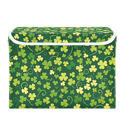 St. Patrick's Day Storage Bins with Lids and Carrying Handle,Foldable Storage Boxes Organizer Containers Baskets Cube with Cover for Home Bedroom Closet Office - color: St. Patrick's Day
