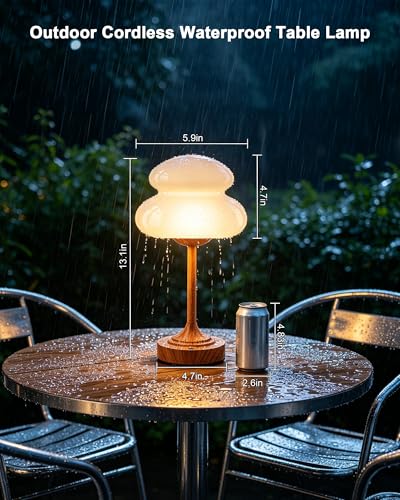 UMEXUS 13" Modern Small Cordless Table Lamp, Rechargeable Battery Operated