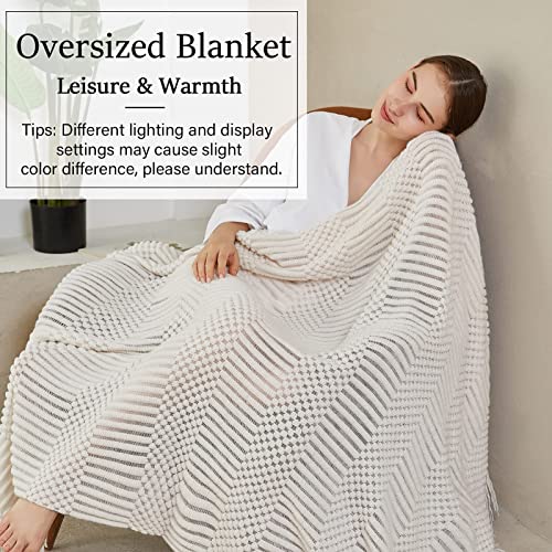 Blagic Soft Knitted Throw Blanket for Couch and Bed,White,50"x60" - color: F-white, size: 50 × 60 in