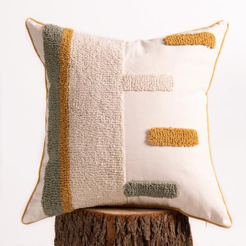 lifein 18x18 Pillow Covers-Throw Pillow Cover Tufted Boho Jacquard Pillow Covers Farmhouse Decorative Pillow Cover Pillow Cases for Gift Couch Sofa Bed Chair Living Room Home Decor - color: D-qr714(1 Pack Without Pillow Insert), size: 18" x 18" (Pack of 1