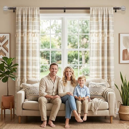 Curtain Rod 36-60 Inch, Boho Wood 1 Inch Curtain Rods for Windows - color: Walnut Wood, size: 36''-60'' (1 Pack)