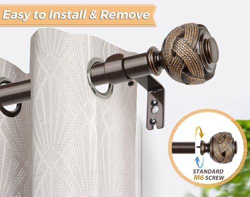 USFOOK 2 Pack Curtain Rods for Windows 48 to 84 Inch, Bronze, Leaf Finials - color: Bronze, size: 48-84"(2 pack)