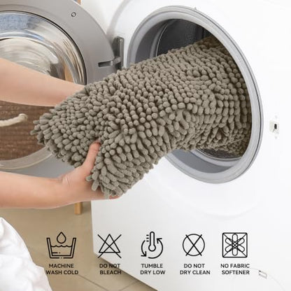 Bcoimo Small Bath Rug Mat,24x17 Chenille High Absorbent Latte Bathroom Mats - color: Latte, size: 24x17