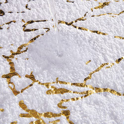 QJHOMO White and Gold U Shaped Toilet Rug Marble Contour Bath Mat 20x24 in - color: White and Gold, size: 1'8" x 2' (U-Shape)