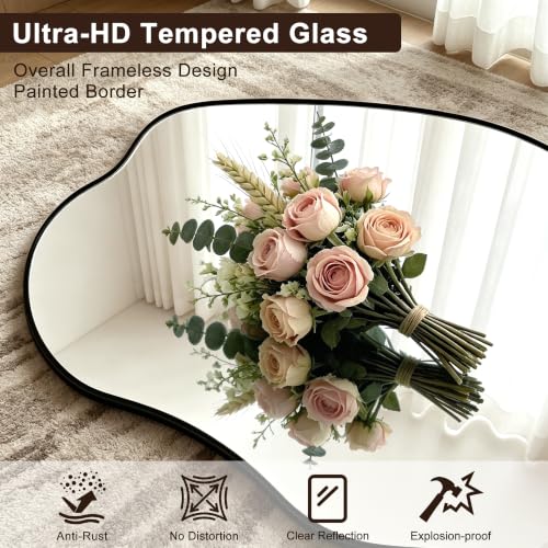 65.7"x24" Irregular Full Length Mirror, Abstract Wall Mirror - color: Black Asymmetrical