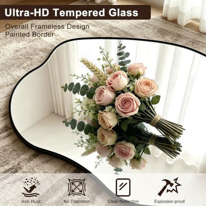 65.7"x24" Irregular Full Length Mirror, Abstract Wall Mirror - color: Black Asymmetrical
