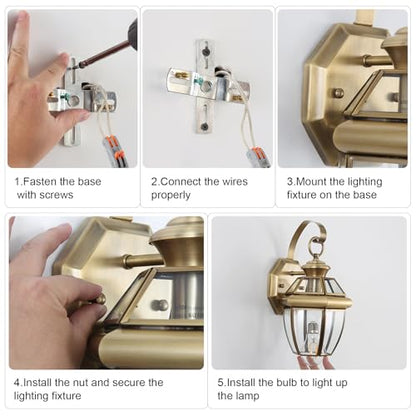 Brass, Outdoor Wall Sconce Clear Glass,12.6" 2-Pack - color: Antique Brass - 2 Pack, size: 12.6 inch