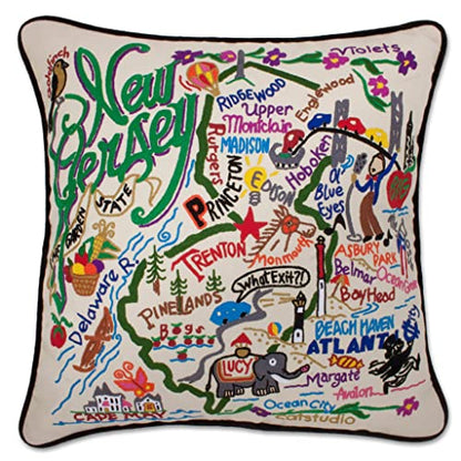 Catstudio New Jersey Hand Embroidered Pillow, Decorative Throw Pillow - color: New Jersey