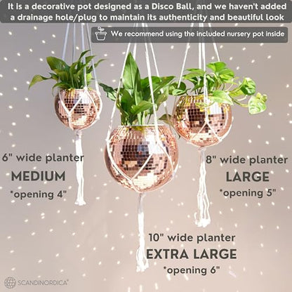 SCANDINORDICA Disco Ball Planter, Value Package, 6-inch Rose Gold - size: 6" Rose Gold