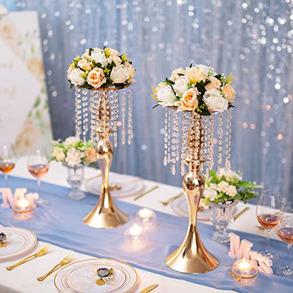 Flower Centerpieces Wedding Tables: Champagne & White, 2 Packs - color: Peachy Champagne & White