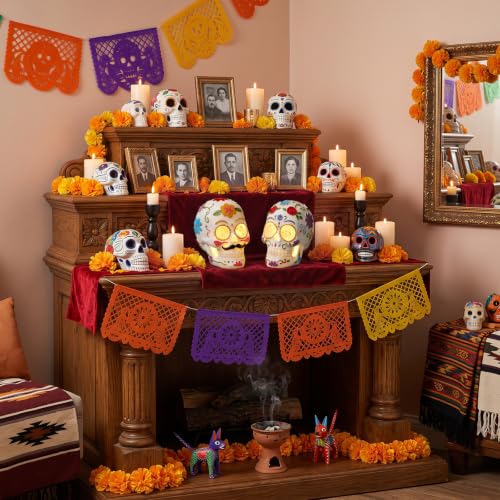 Fumete 2 Pcs Dia De Los Muertos Decorations - Day of The Dead Sugar Skull - style: Day of the Dead Skull